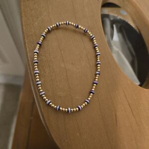 Boutique Elegant Gold and Purple Beaded Bracelet